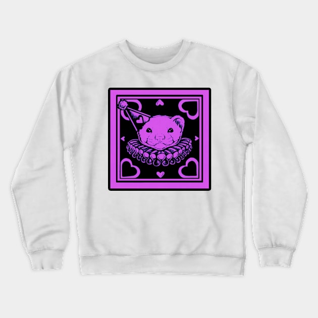 Love Ferret In Purple - Black Outlined Version Crewneck Sweatshirt by Nat Ewert Art